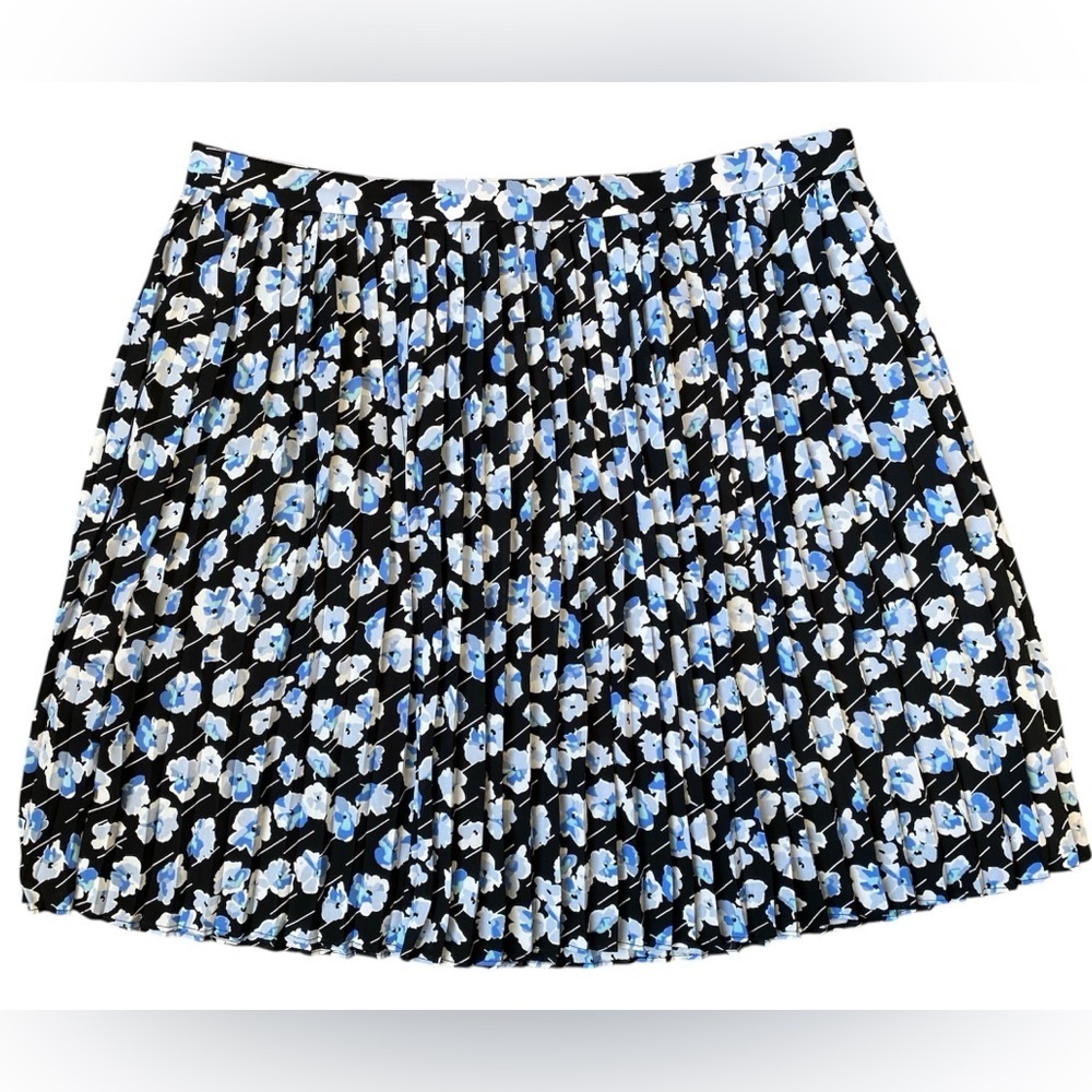 J. Crew Black and Blue Floral A line Skirt Size 10